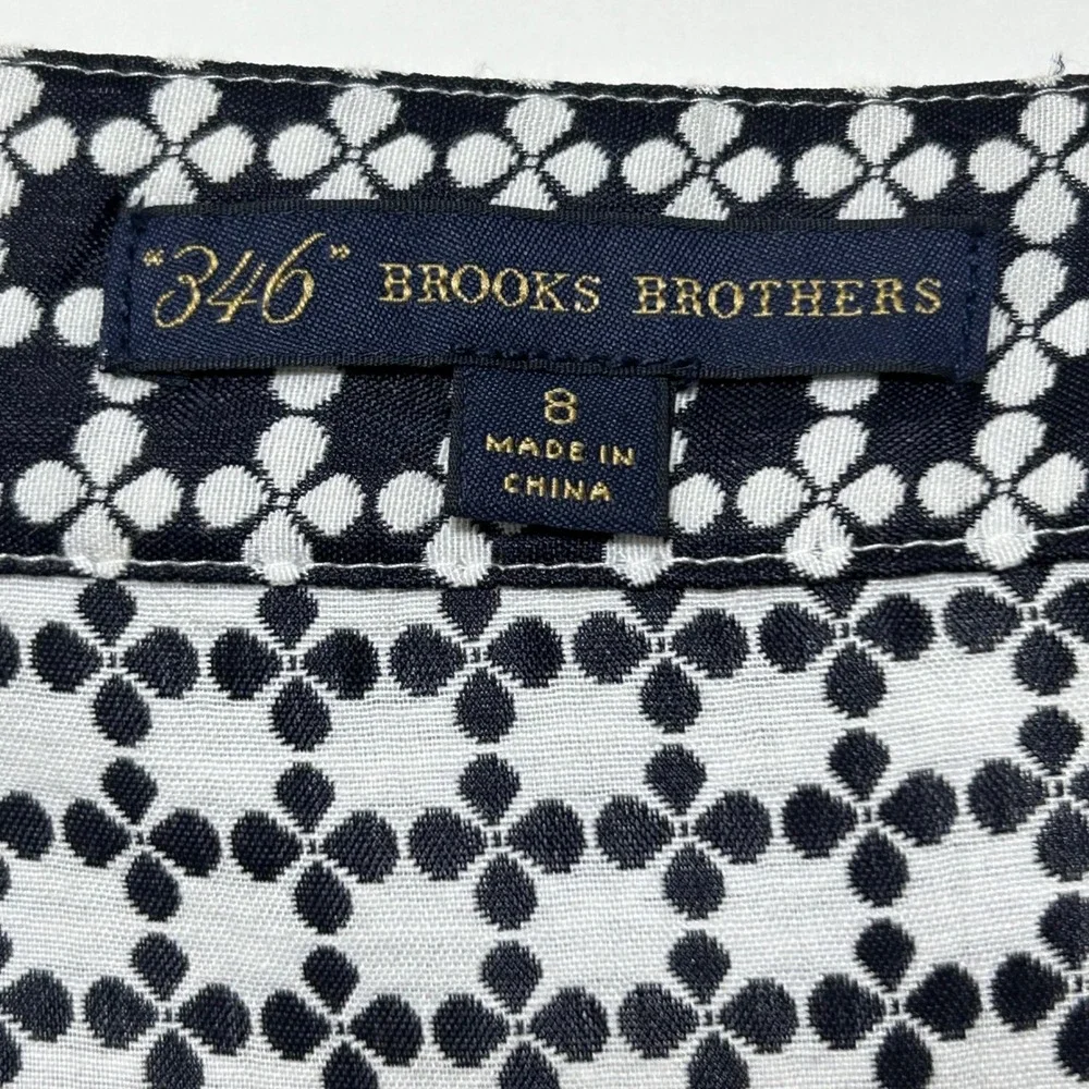 Brooks‎ Brothers Pencil Skirt Women 8 Navy Blue Black Geometric Quatrefoil New